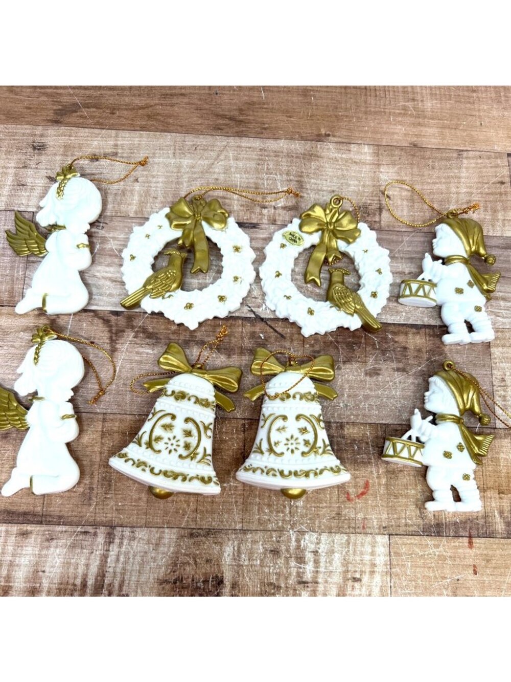 Victorian Christmas Ornaments Set Of 8 Angel Bell Wreath Drummer Holiday Decor